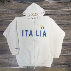 Italia Italy Soccer Football Fan Pride Hoodie Full Zip Embroidered Logos Men M